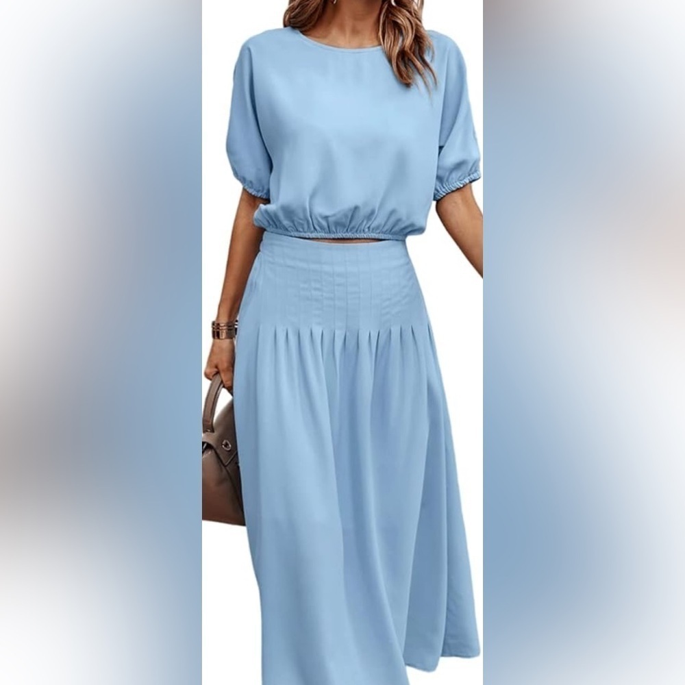 Ecowish 2 piece maxi skirt and crop top, woman’s 2 piece set, size small, new